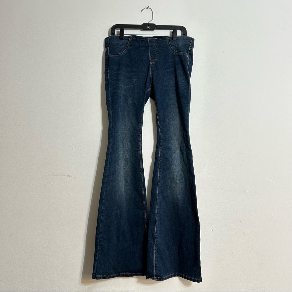 Free People Blue Flare Wide Leg Jeans